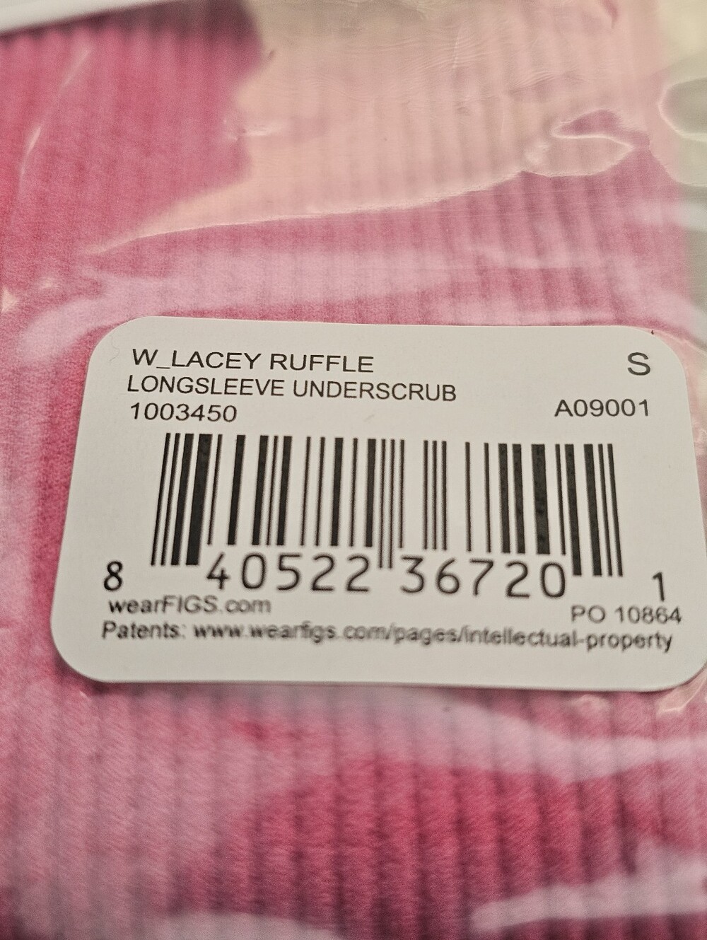 FIGS F'ING PINK LACEY RUFFLE LONGSLEEVE UNDERSCRUB. - Picture 2 of 6